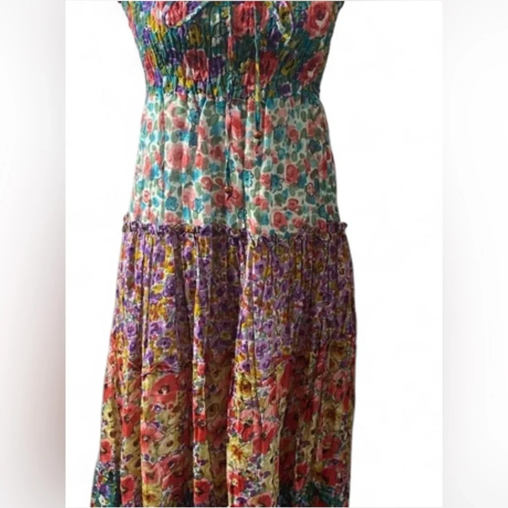 Raviya Tiered Floral Midi strapless dress SZ M - Picture 5 of 8